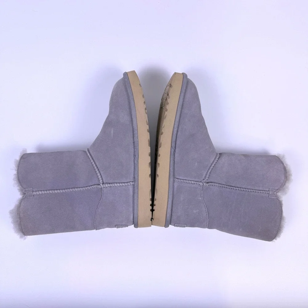 UGG Bailey Boots Womens Size 8 Gray Suede Shearling Fashion Buckle EUC